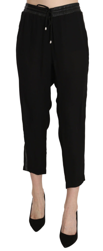 Chique cropped broek met hoge taille in elegant zwart