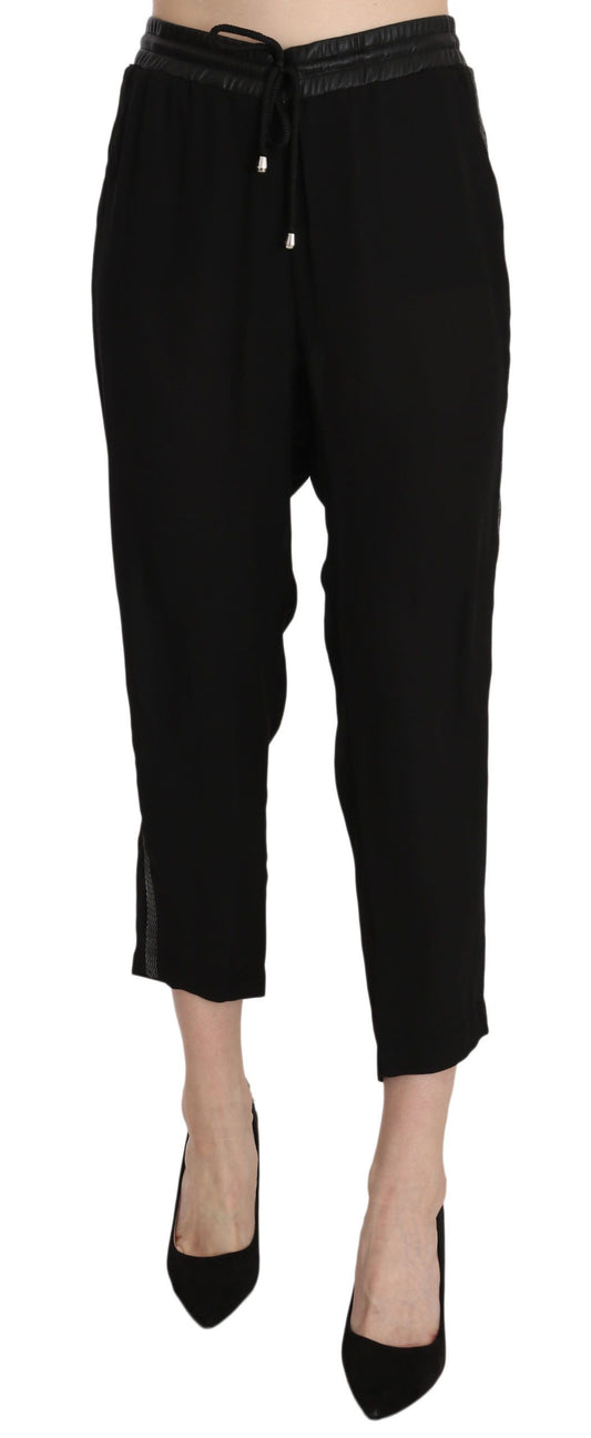 Chique cropped broek met hoge taille in elegant zwart