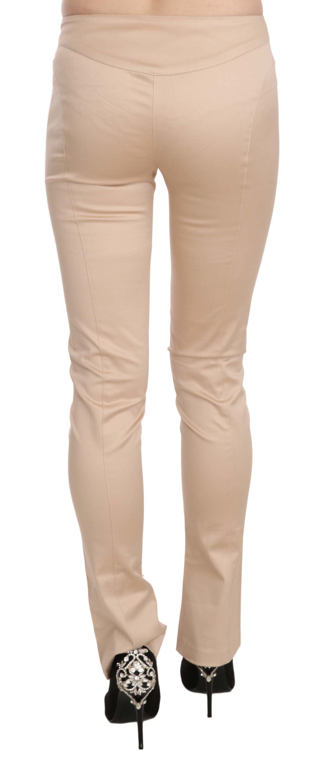 Elegante crèmekleurige skinny broek met lage taille