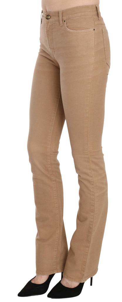 Chique bruine skinny broek met middelhoge taille