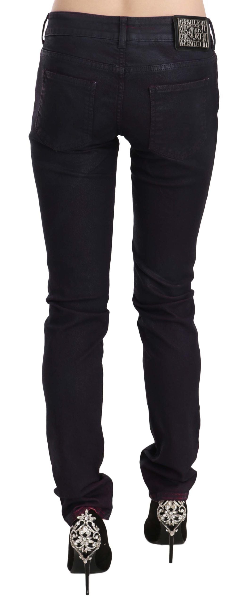 Chique zwarte skinny denim met lage taille