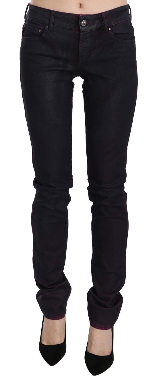 Chique zwarte skinny denim met lage taille