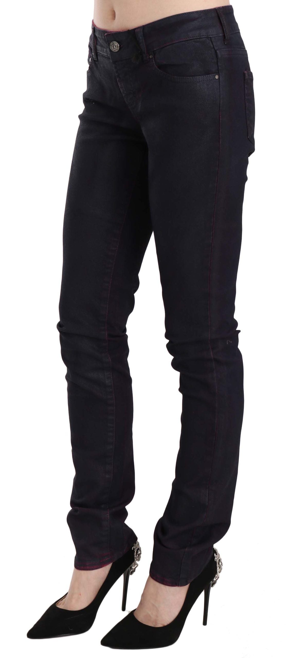 Chique zwarte skinny denim met lage taille