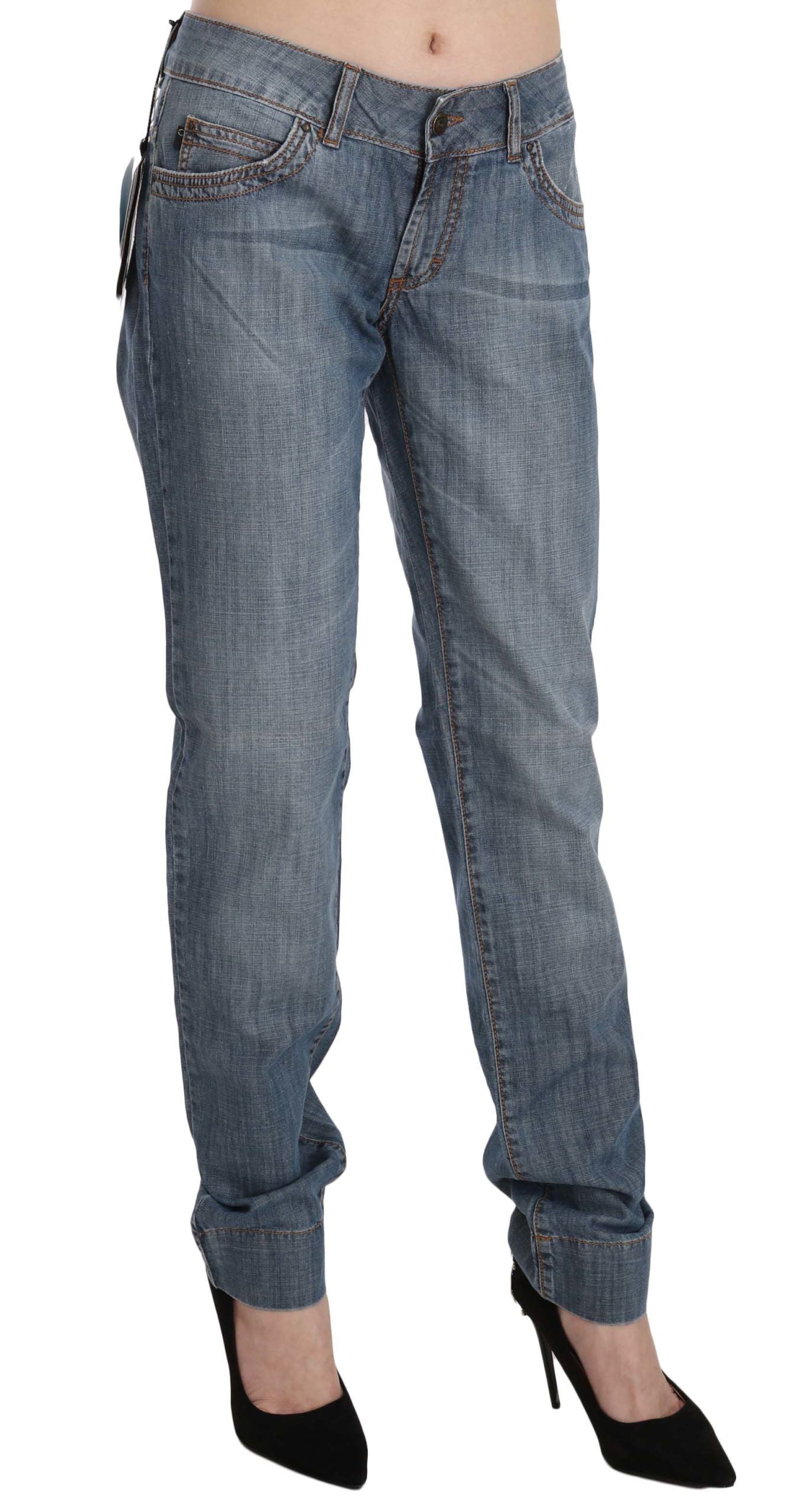 Chique blauw gewassen slim-fit denimjeans