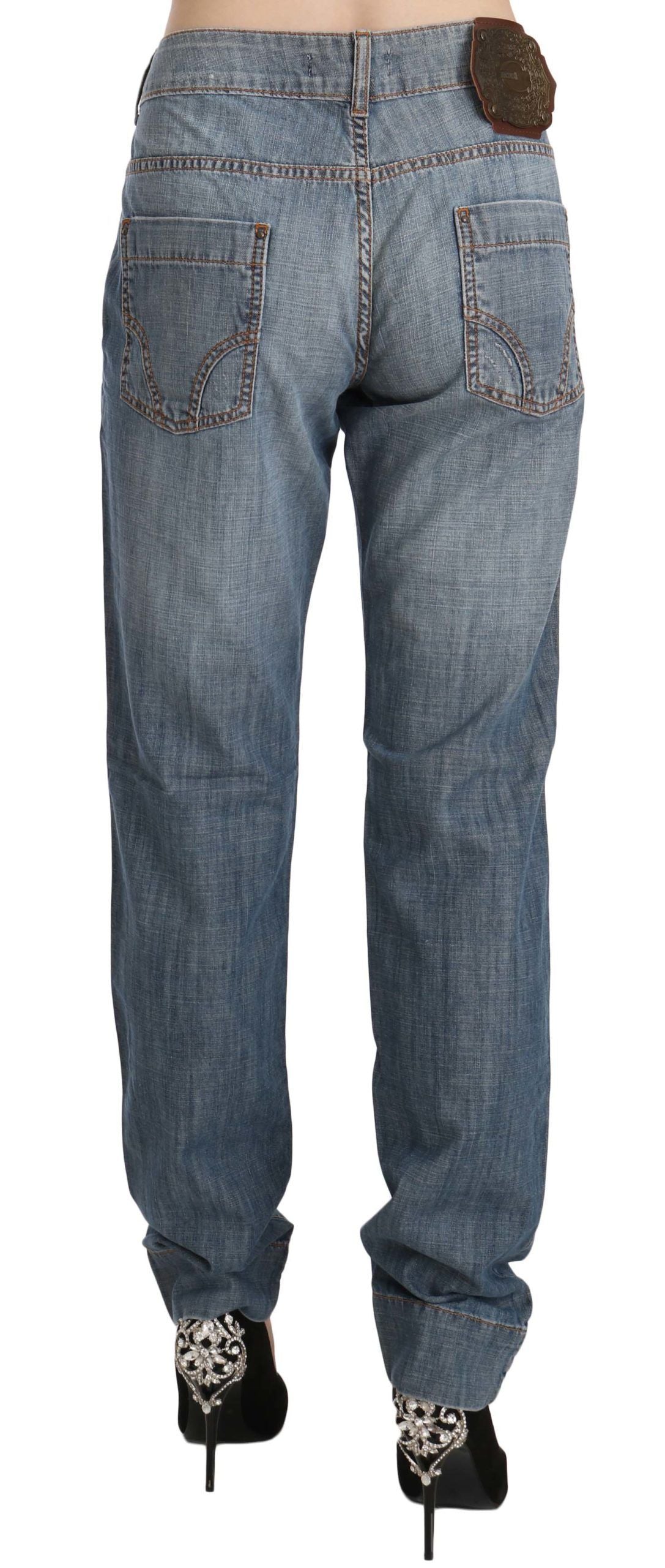 Chique blauw gewassen slim-fit denimjeans