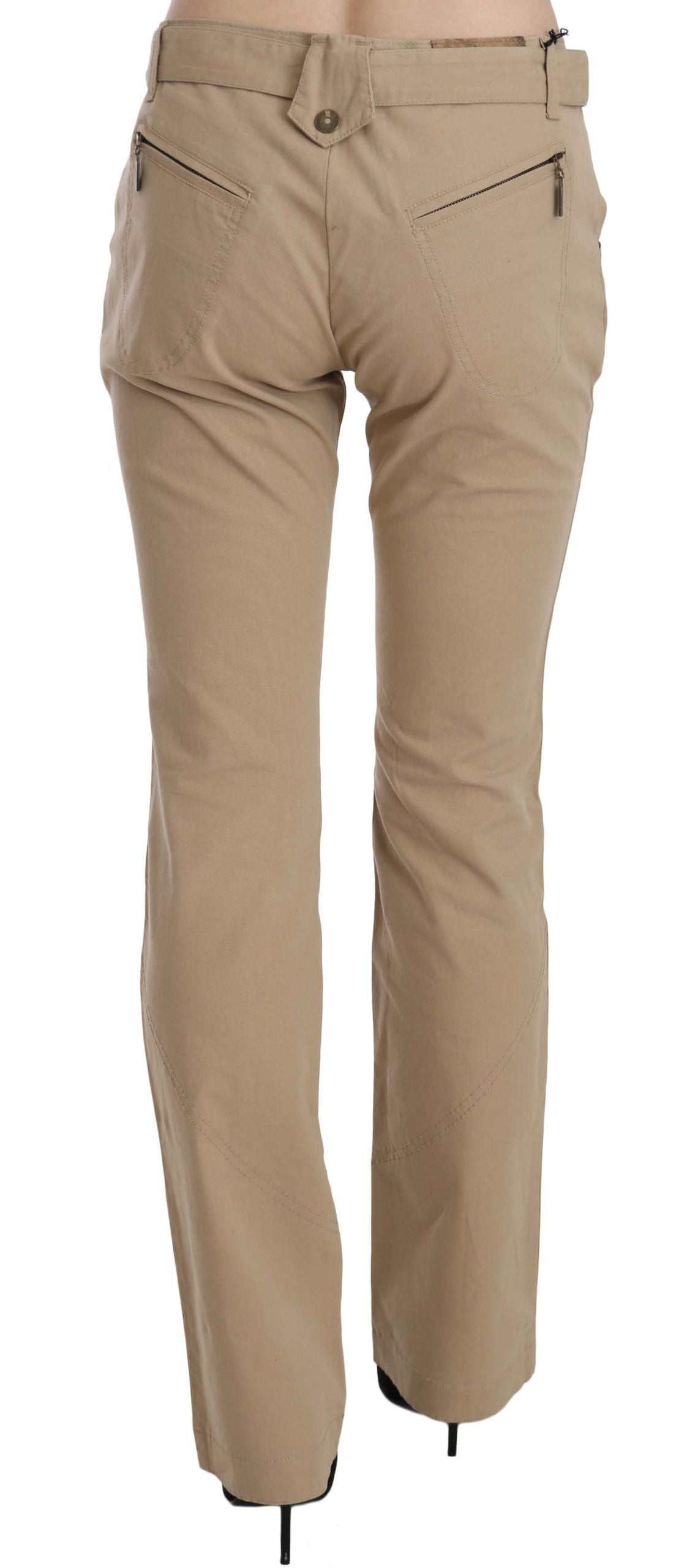 Pantalones rectos de cintura media en beige