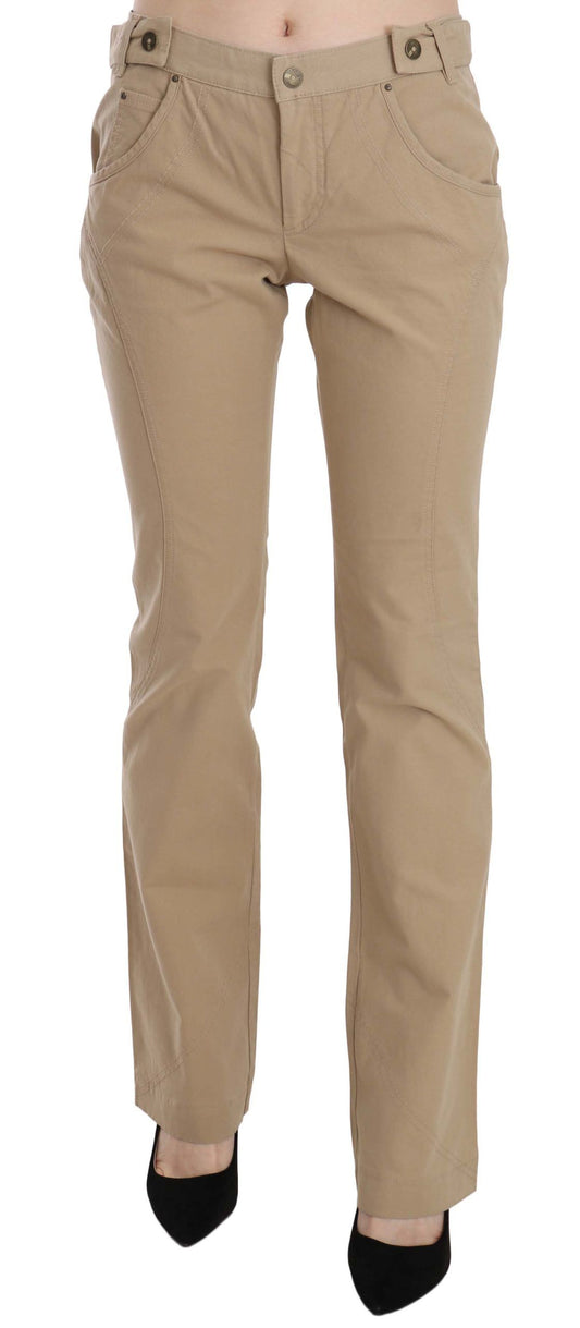 Beige broek met middentaille en rechte pijpen