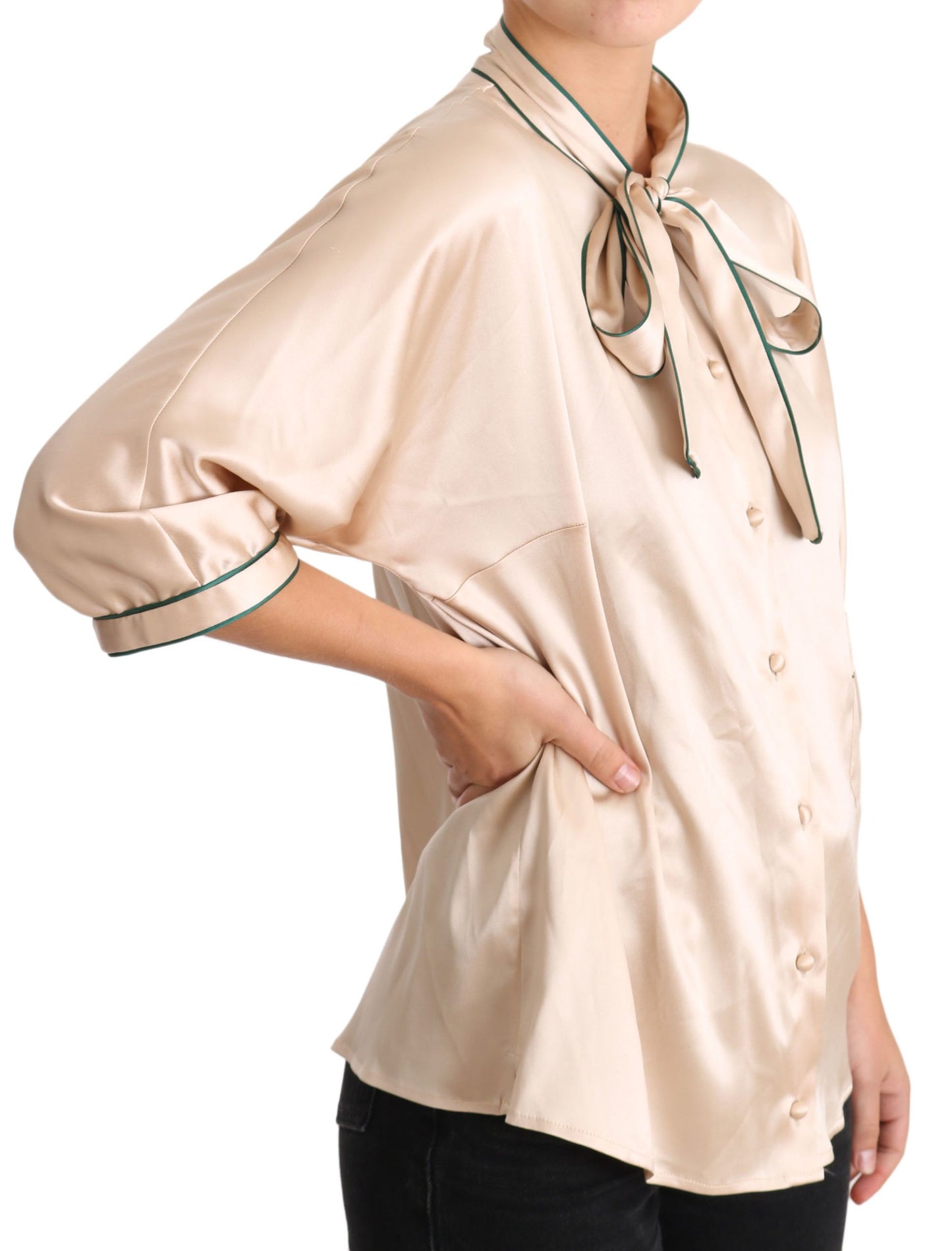 Elegante beige zijden mix blousetop