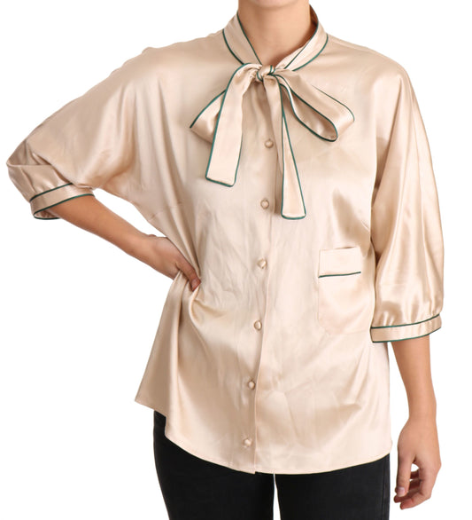 Elegante beige zijden mix blousetop