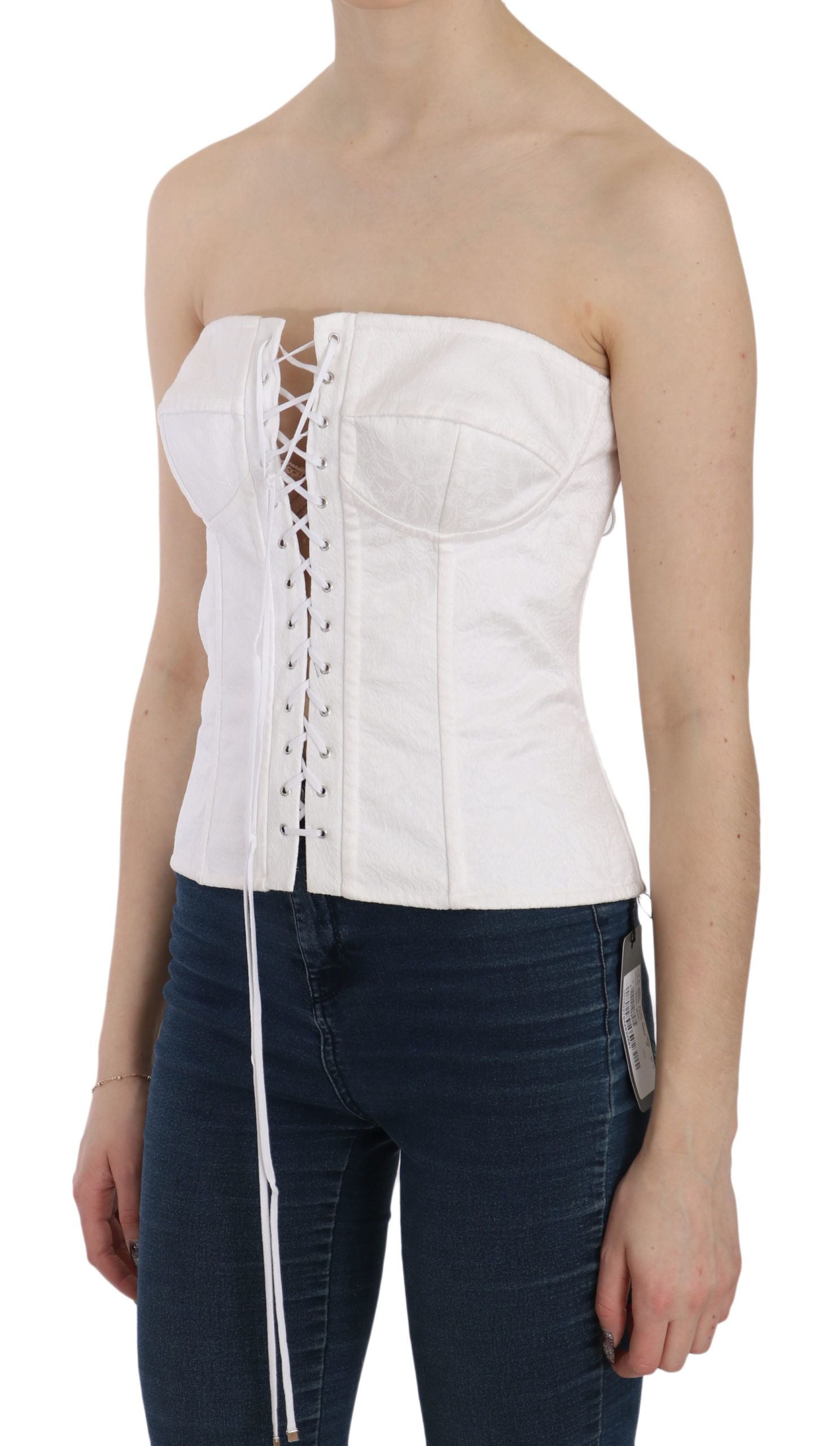 Elegante witte strapless corset top