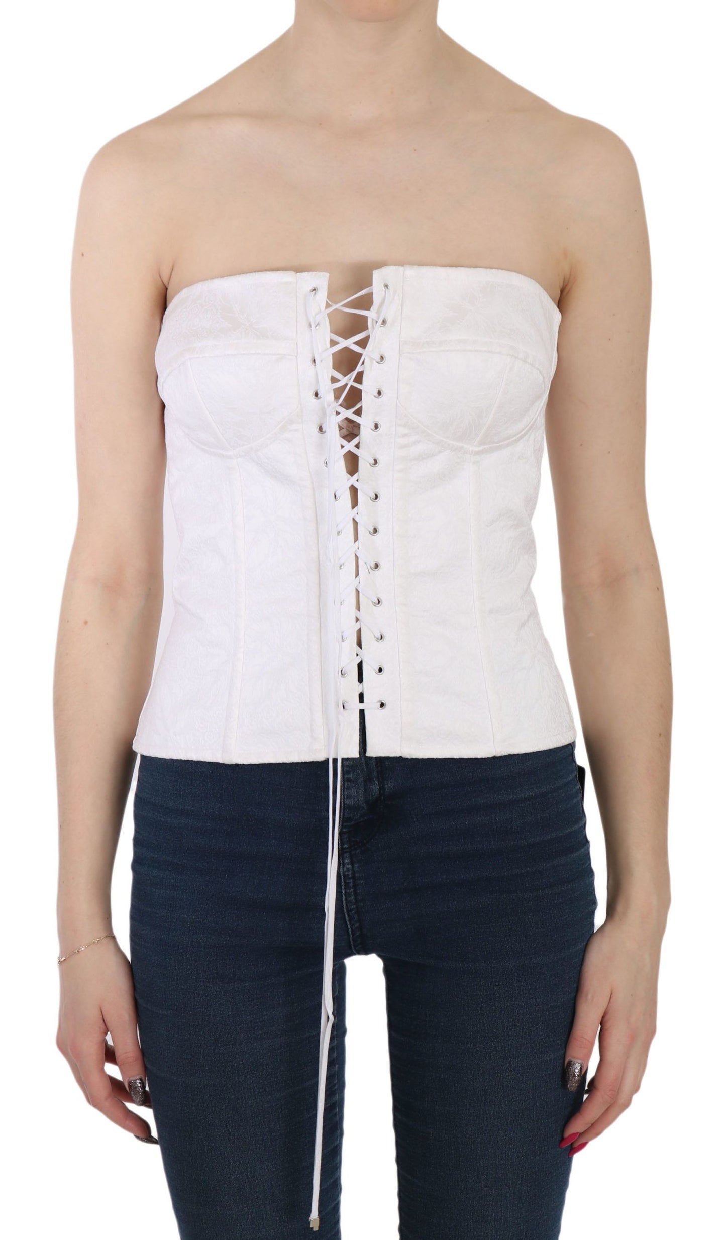 Elegante witte strapless corset top