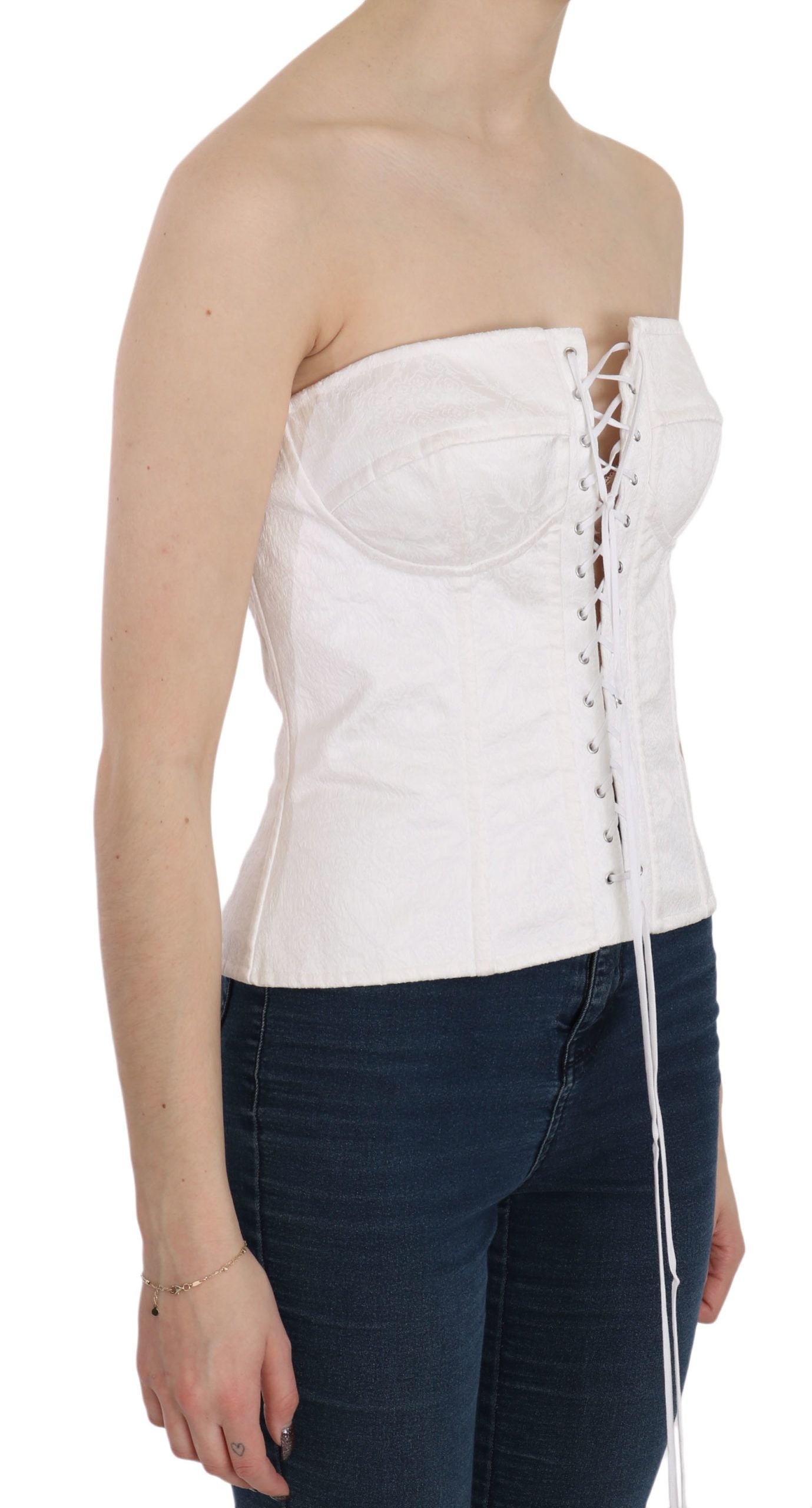 Elegante witte strapless corset top