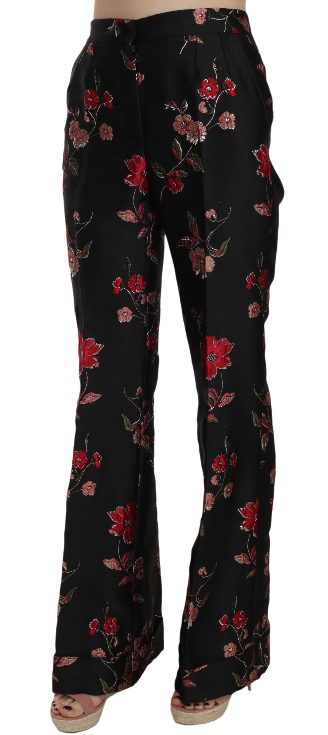 Pantalones elegantes con corte de bota y estampado floral