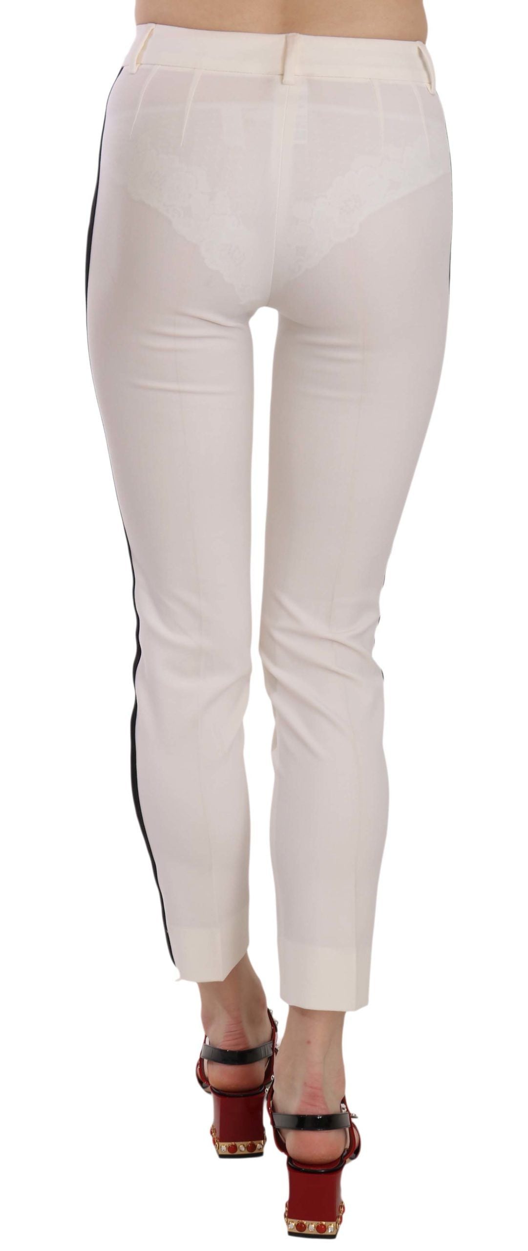 Elegante cropped wollen broek met zijstreep