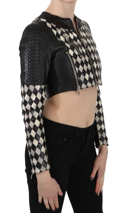 Chic Biker-Inspired Cropped Leather Jacket