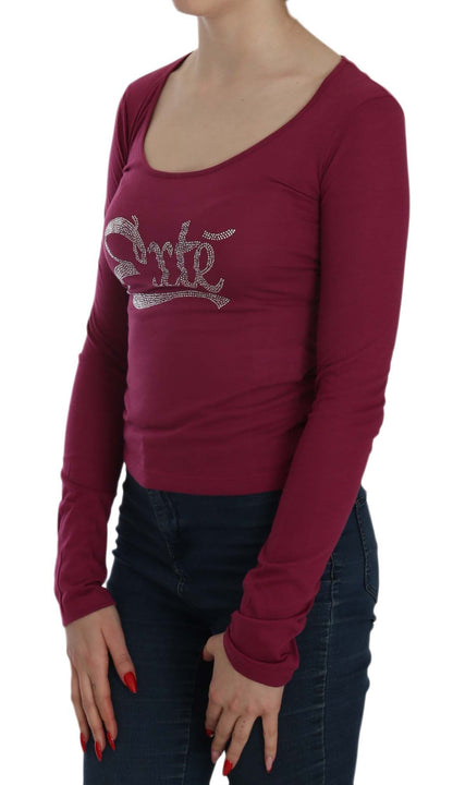 Fuchsia Crystal Embellished U-Neck Blouse