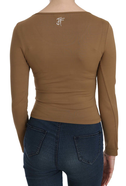 Elegant Brown Fitted Blouse for Sophisticated Evenings