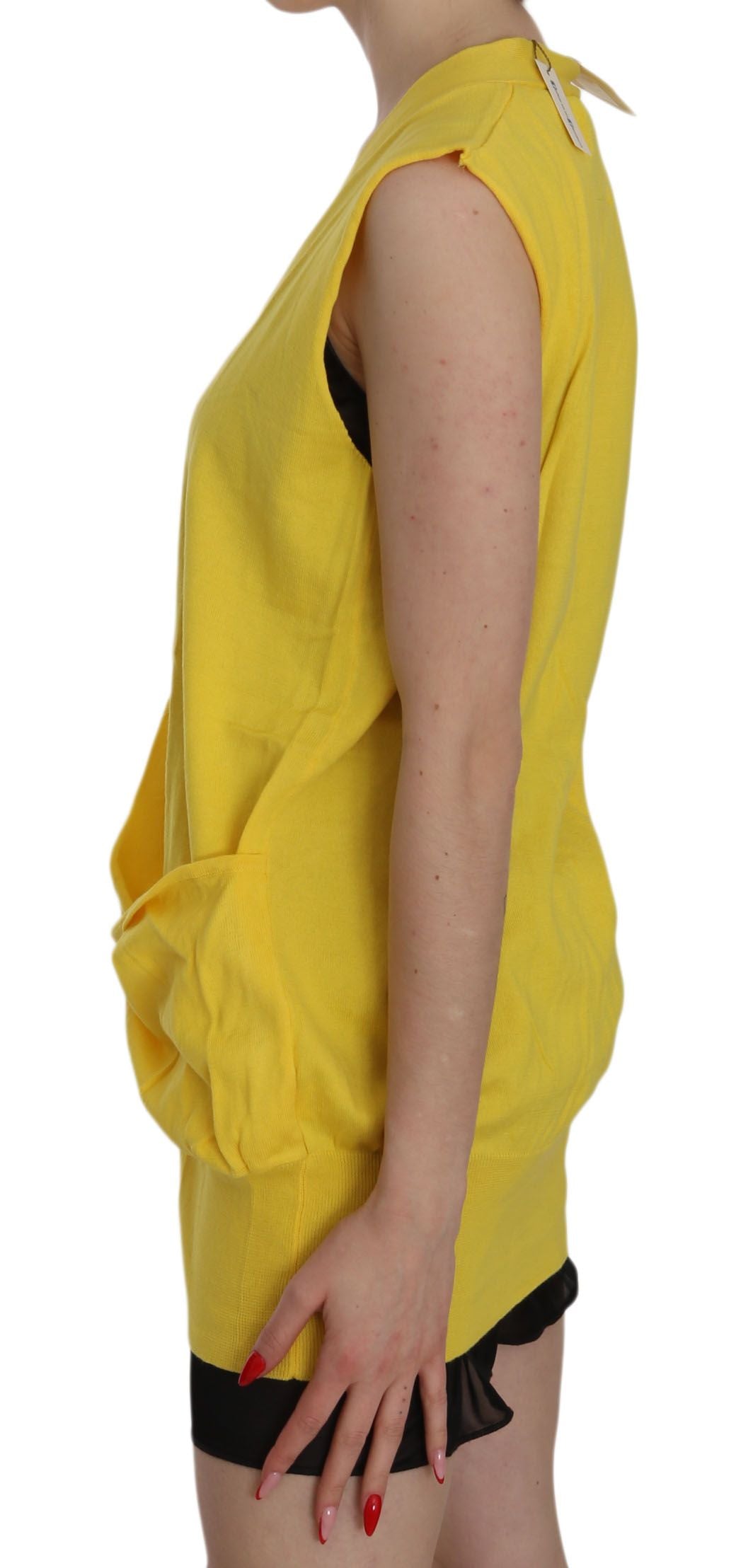 Elegant Yellow Sleeveless Cotton Vest