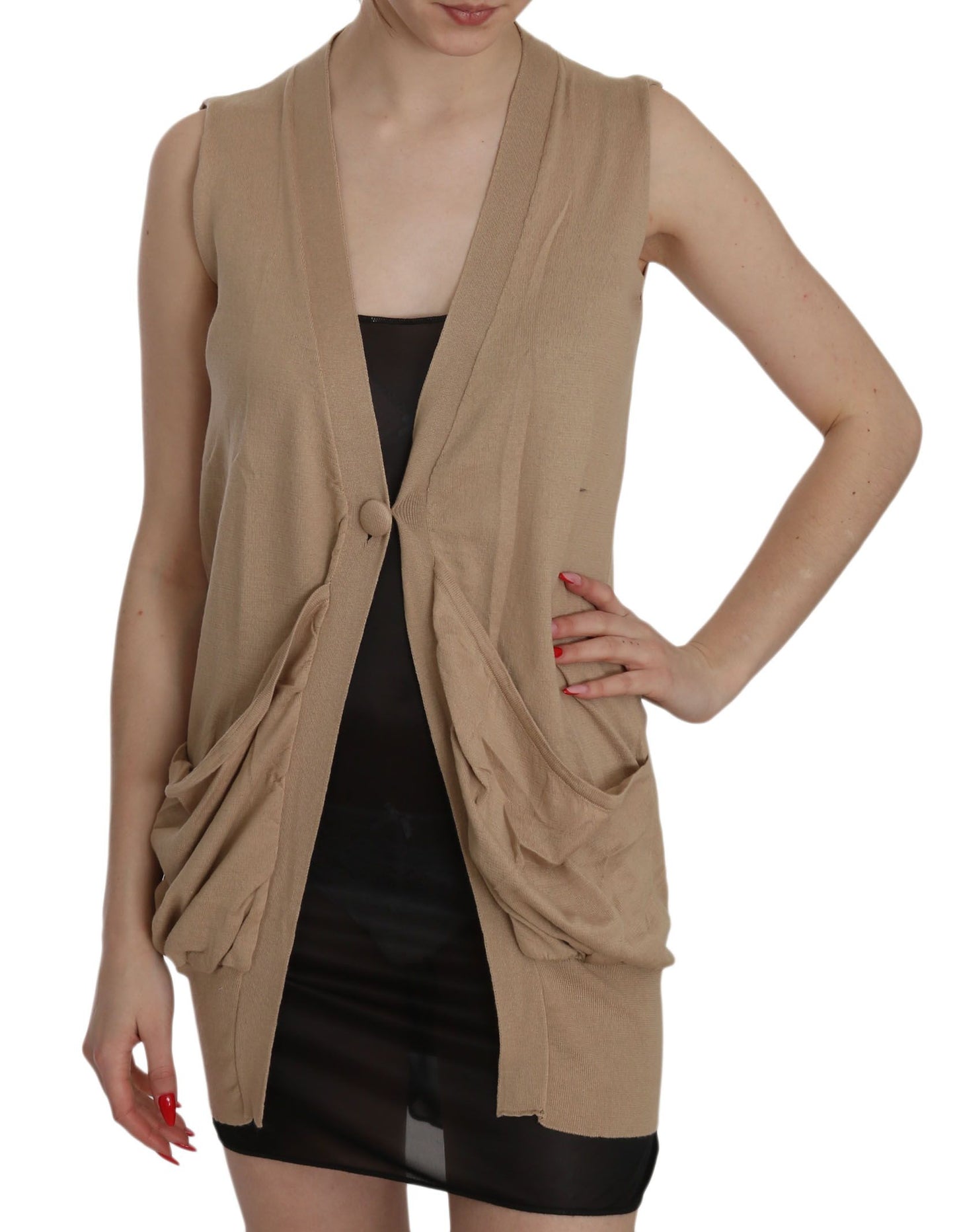 Elegant Sleeveless Cotton Cardigan Top