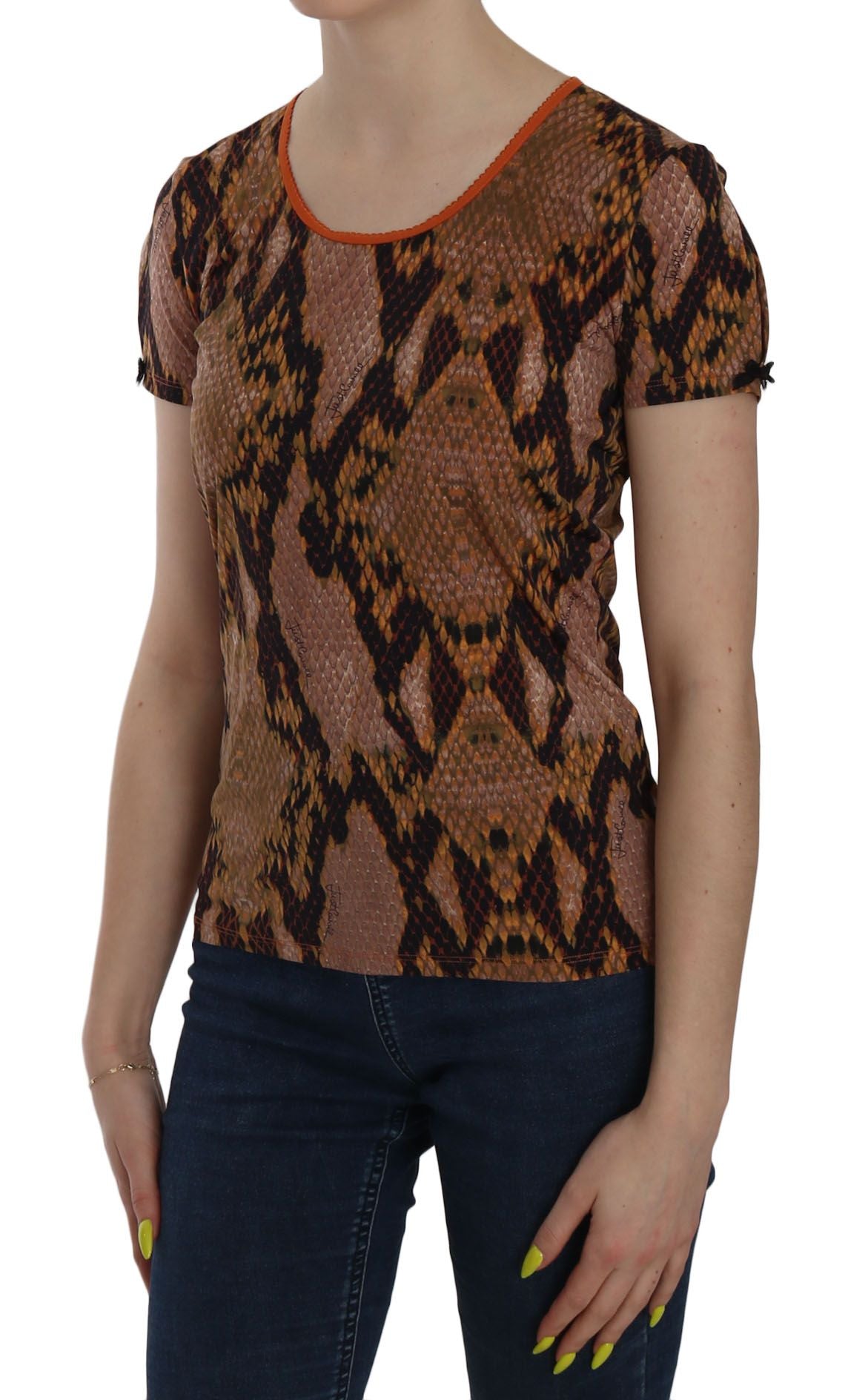 Blusa con estampado de piel de serpiente marrón seductora