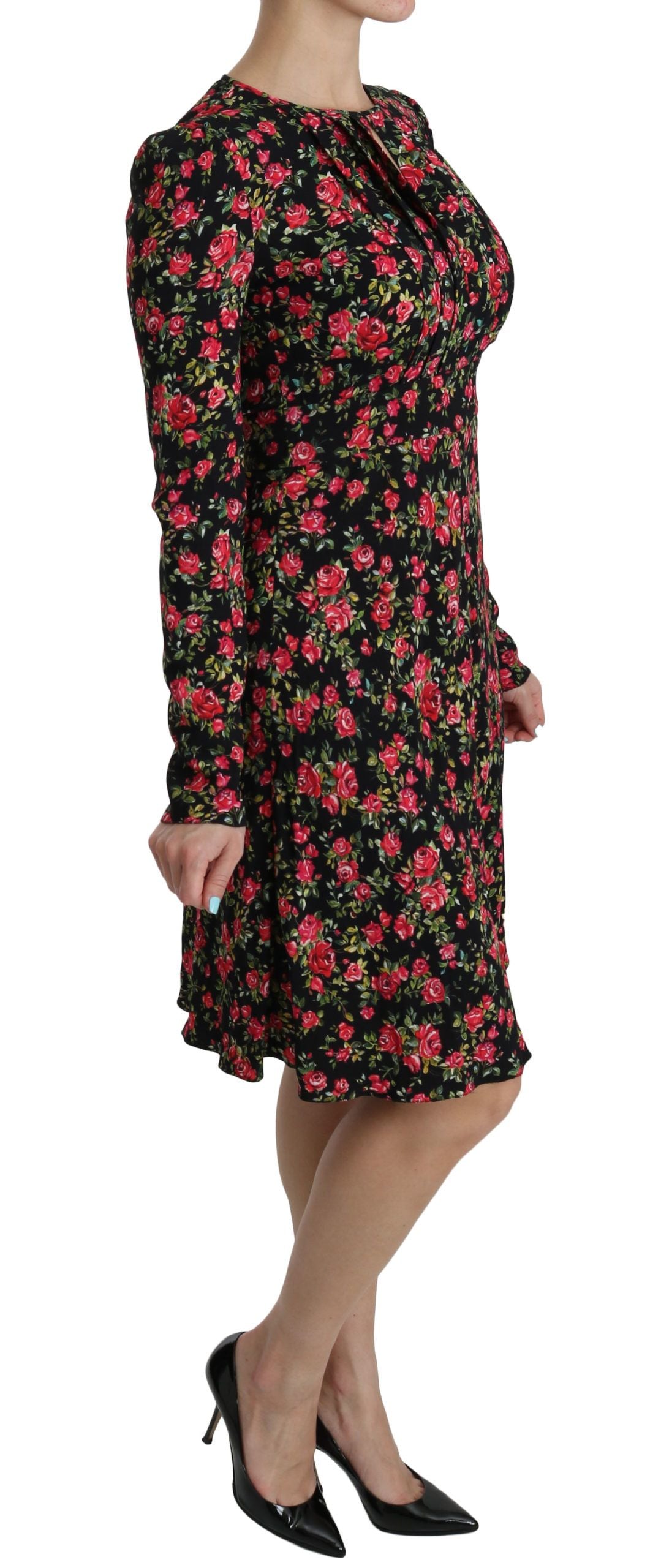 Vestido hasta la rodilla de viscosa floral acampanado