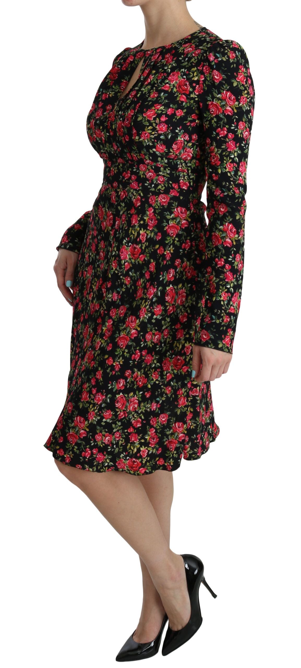 Vestido hasta la rodilla de viscosa floral acampanado