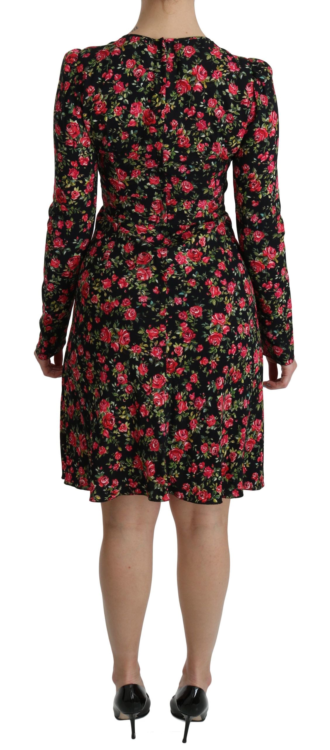 Vestido hasta la rodilla de viscosa floral acampanado