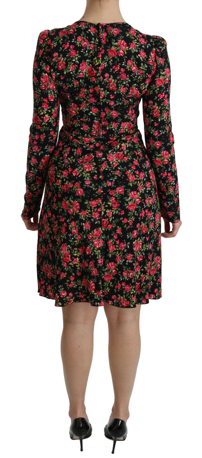 Vestido hasta la rodilla de viscosa floral acampanado