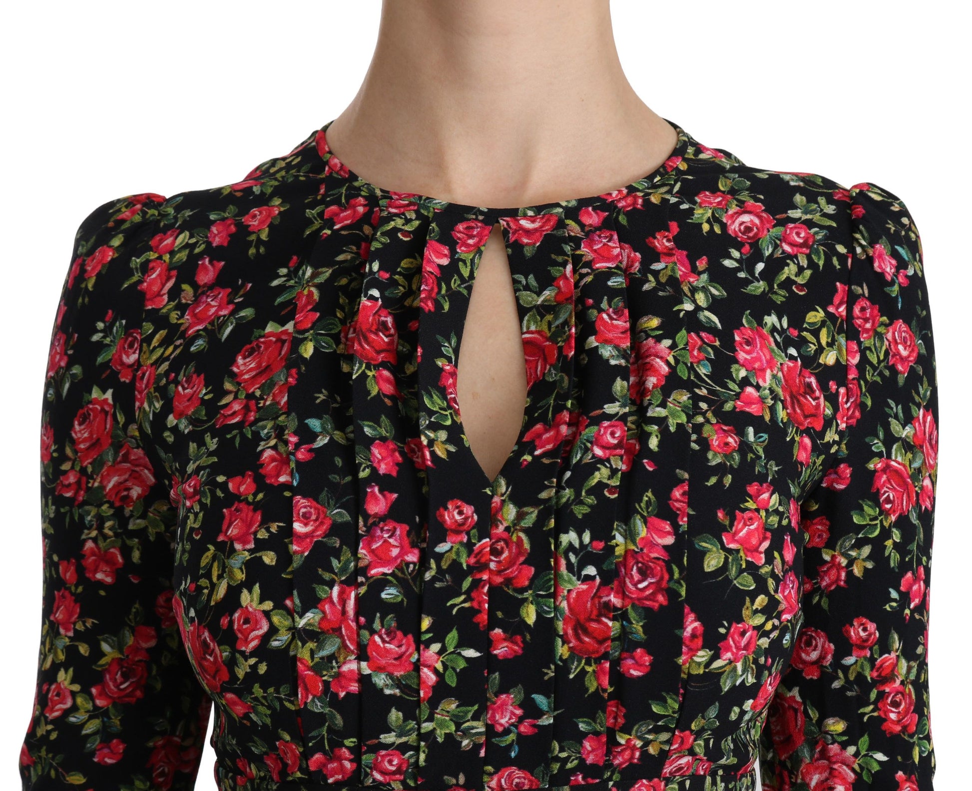 Vestido hasta la rodilla de viscosa floral acampanado