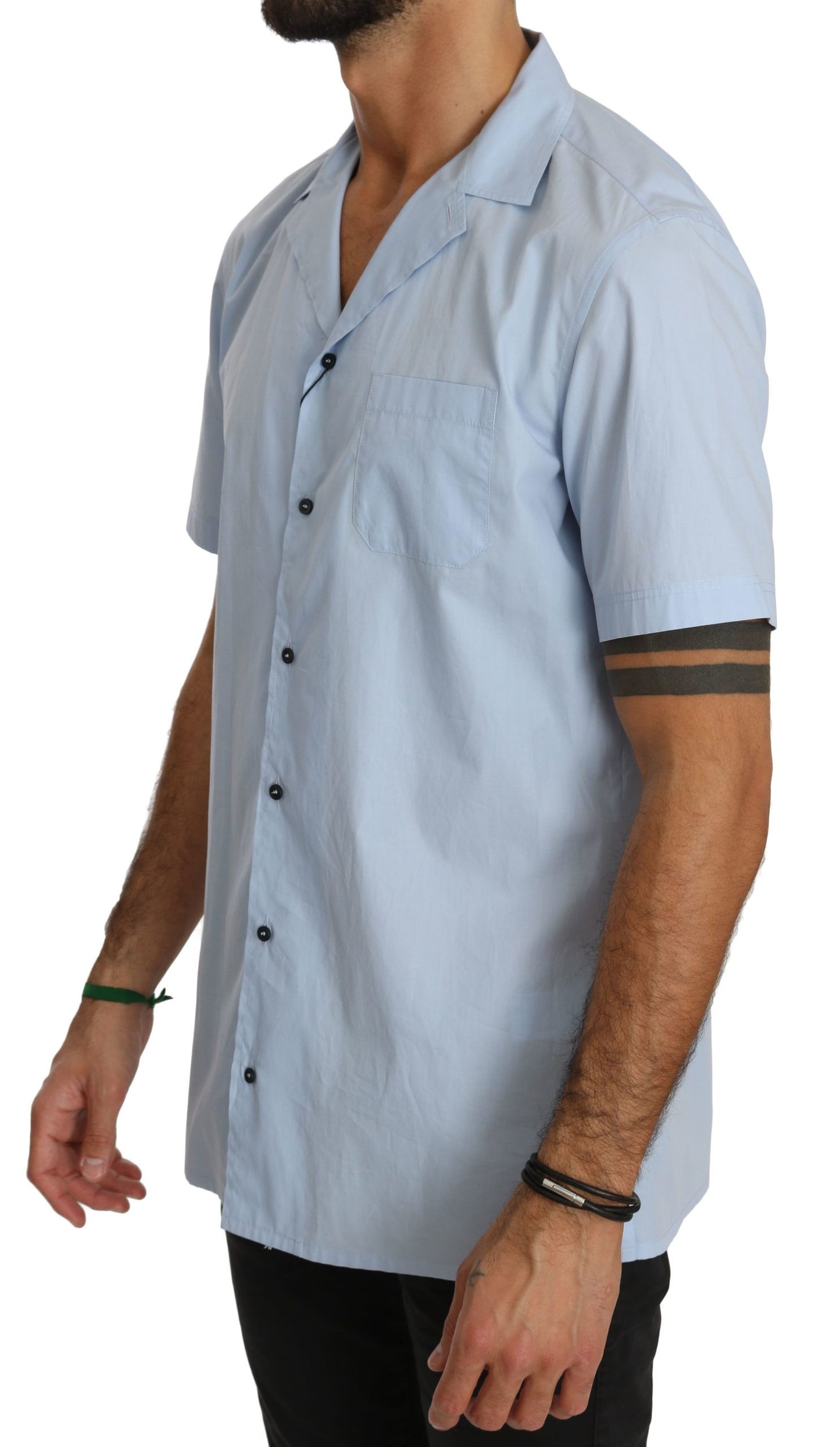 Camisa casual de algodón azul elegante