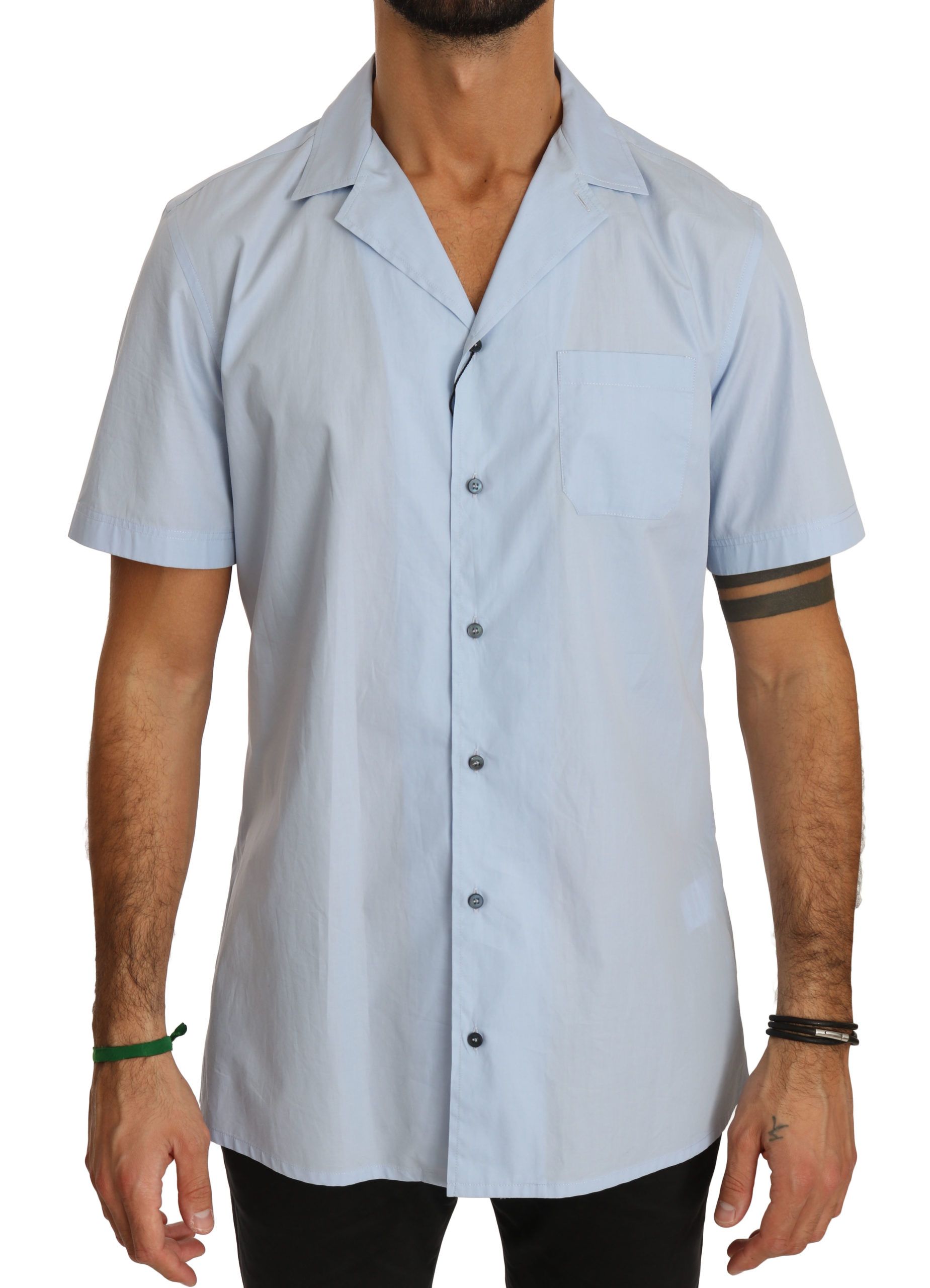 Camisa casual de algodón azul elegante