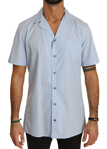 Camisa casual de algodón azul elegante