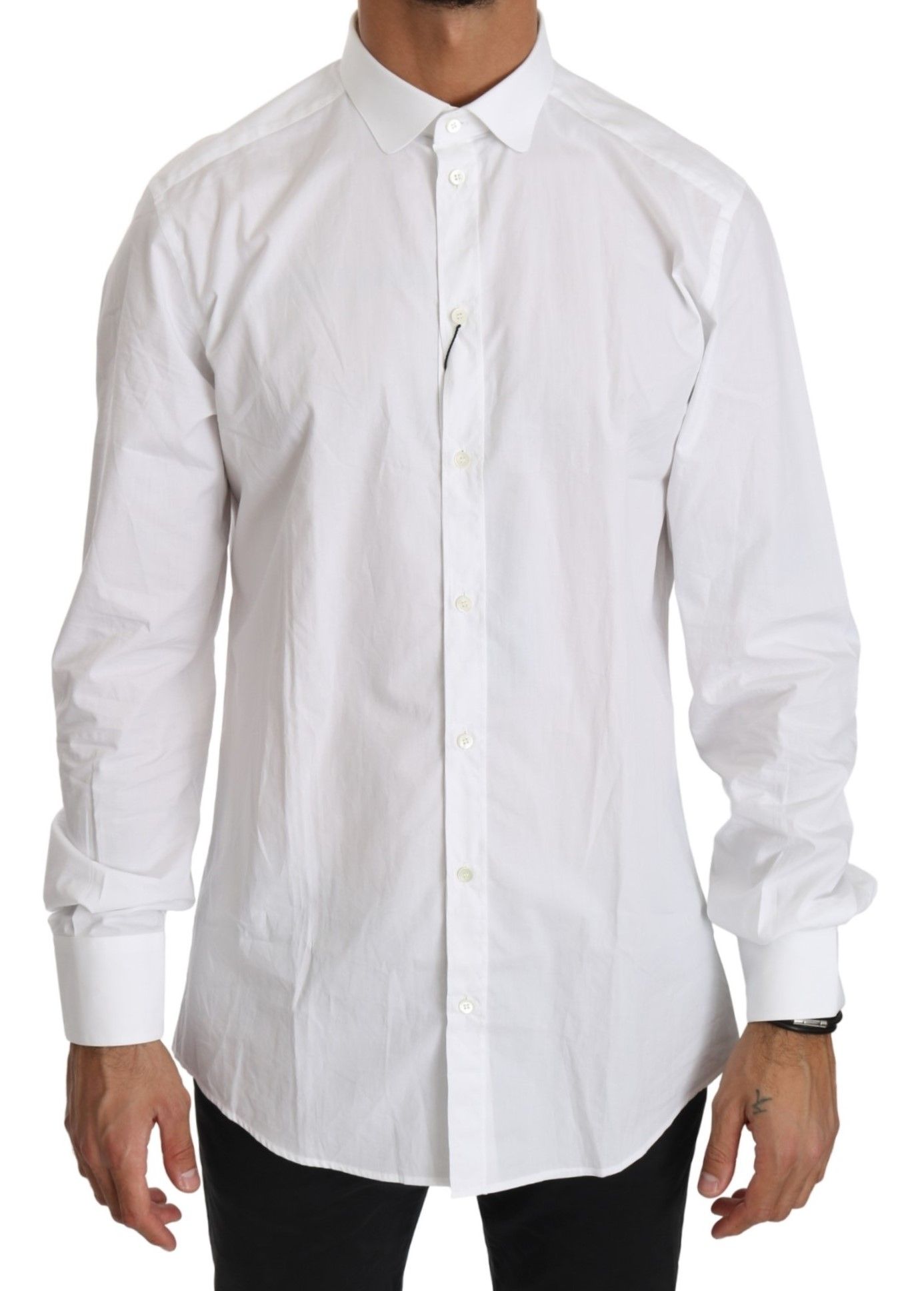 Elegant White Cotton Gold Fit Shirt