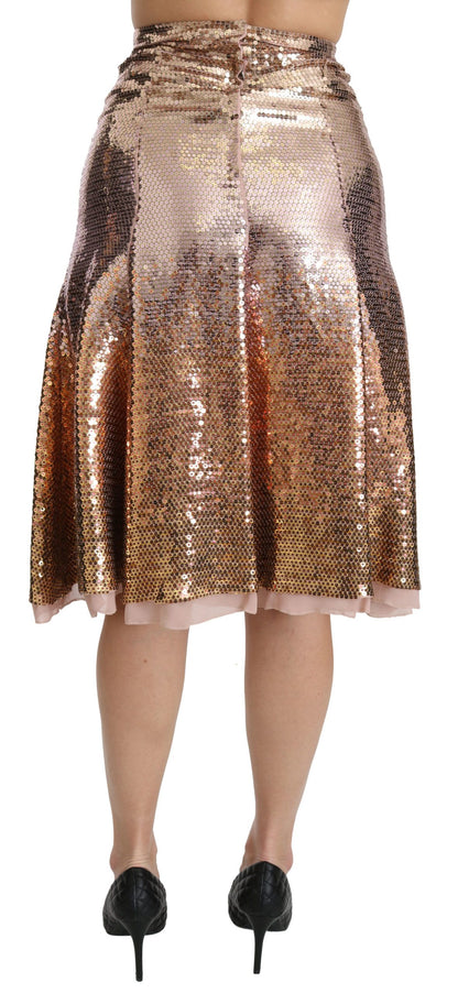 Gouden lovertjes hoge taille rok