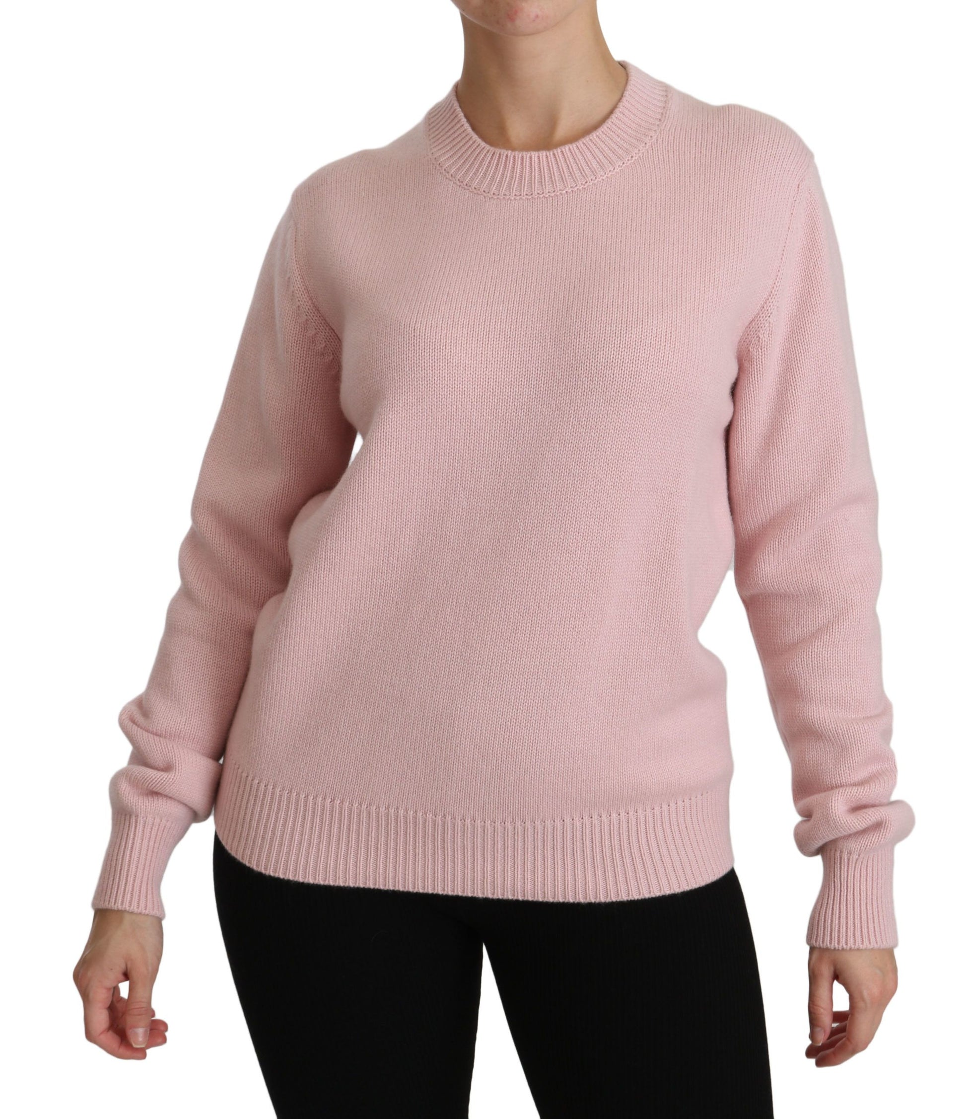 Cashmere-Blend Pink Crew Neck Sweater