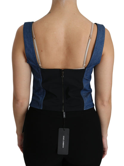 Elegante mouwloze bustiertop in blauw