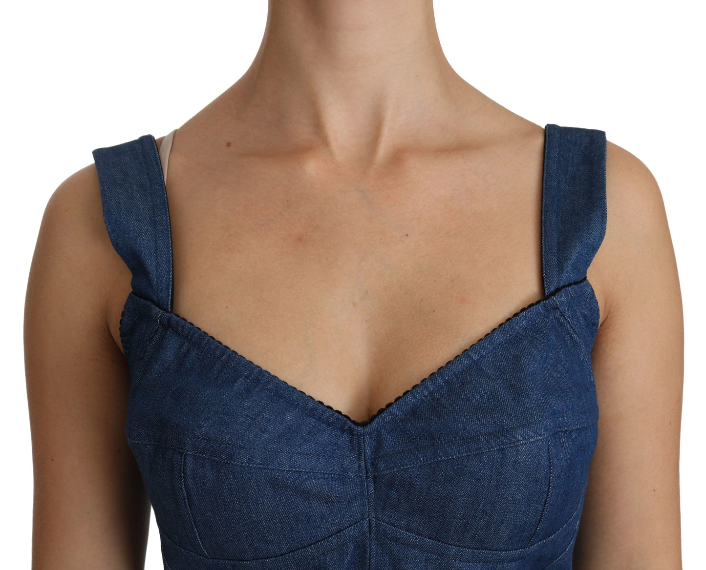 Elegante mouwloze bustiertop in blauw