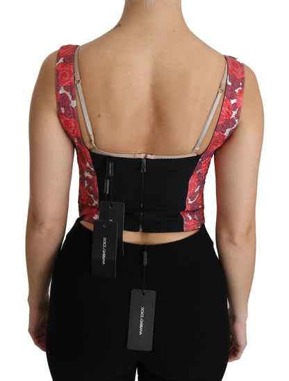 Elegante cropped top van brokaat met bloemen