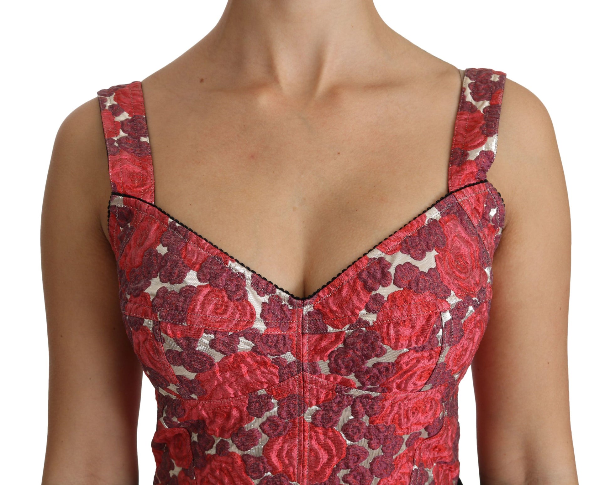 Top corto elegante con brocado floral