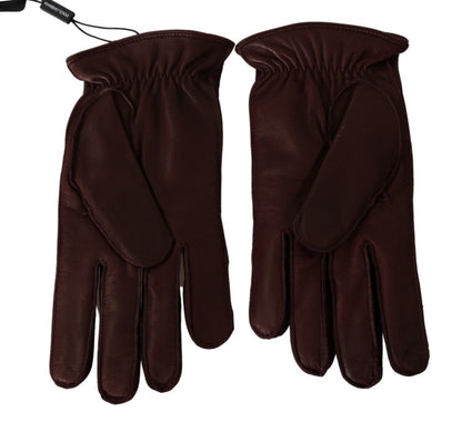 Elegant Maroon Wrist-Length Lambskin Gloves