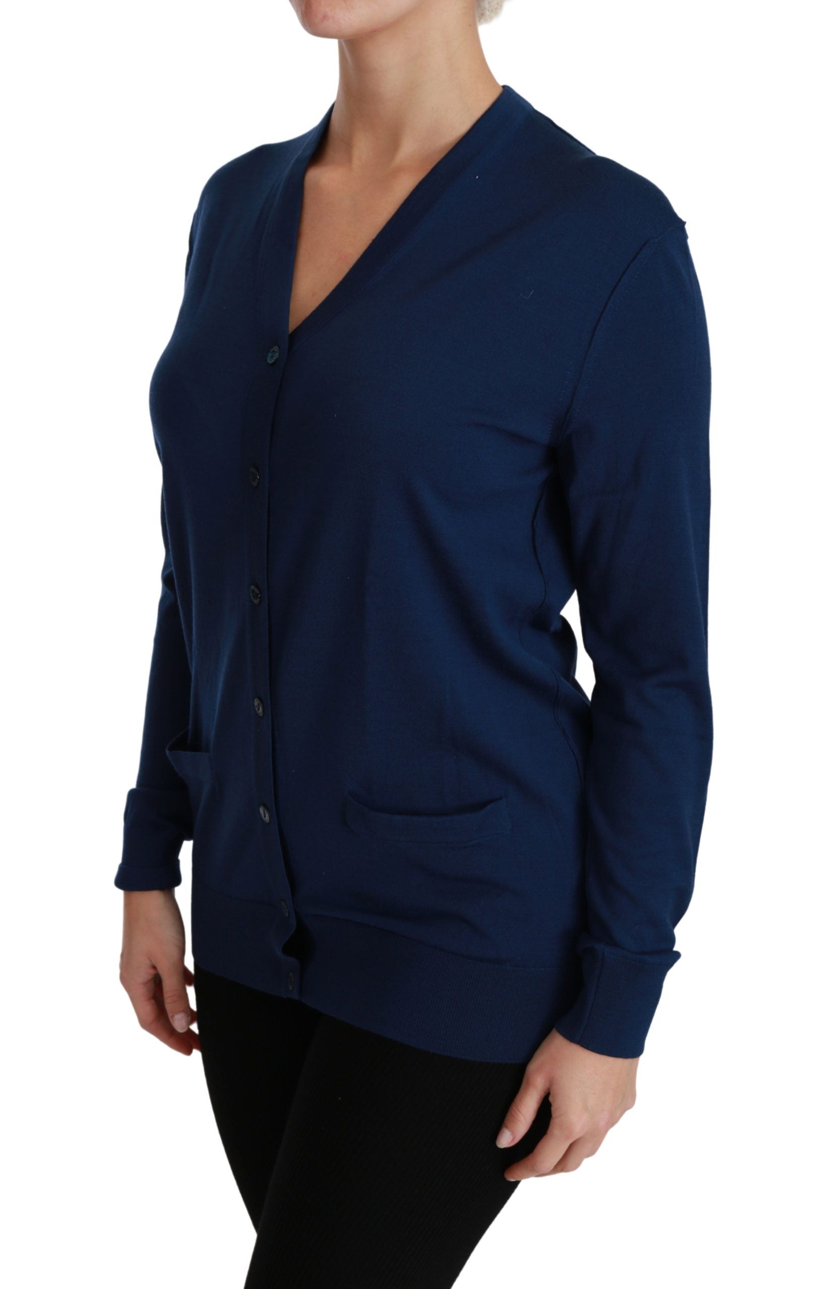 Elegant blauw scheerwollen vest