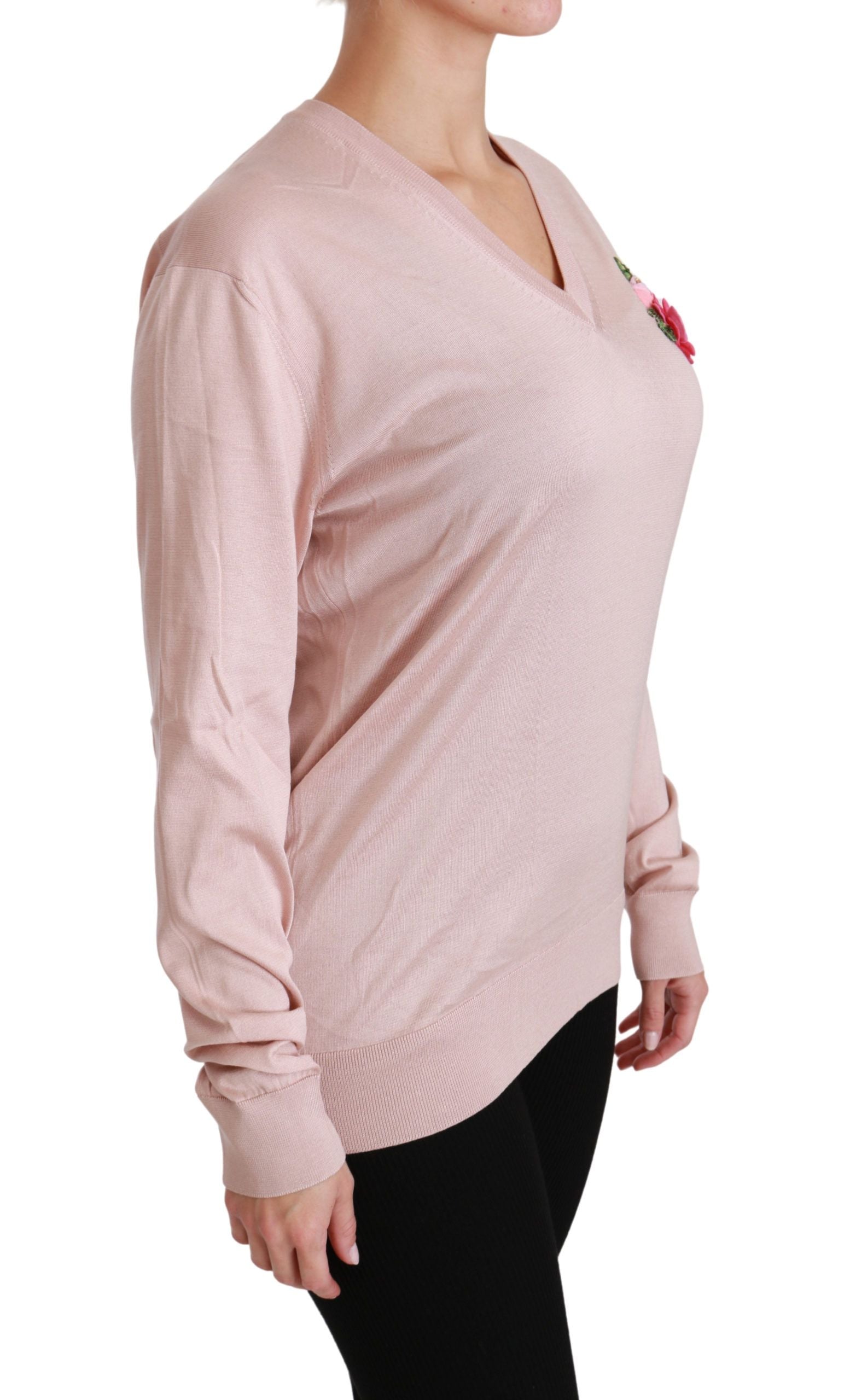 Jersey de pico de seda floral rosa