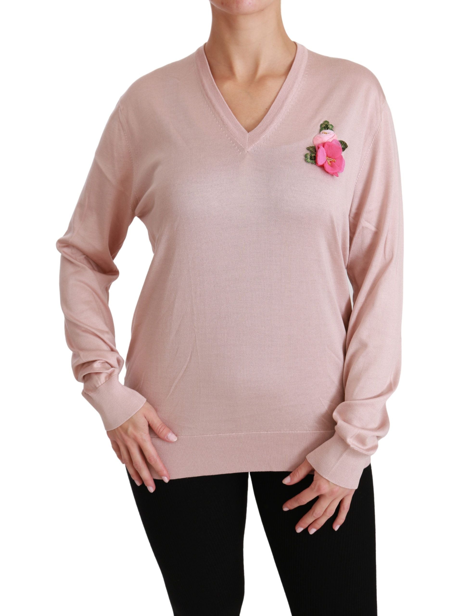 Jersey de pico de seda floral rosa