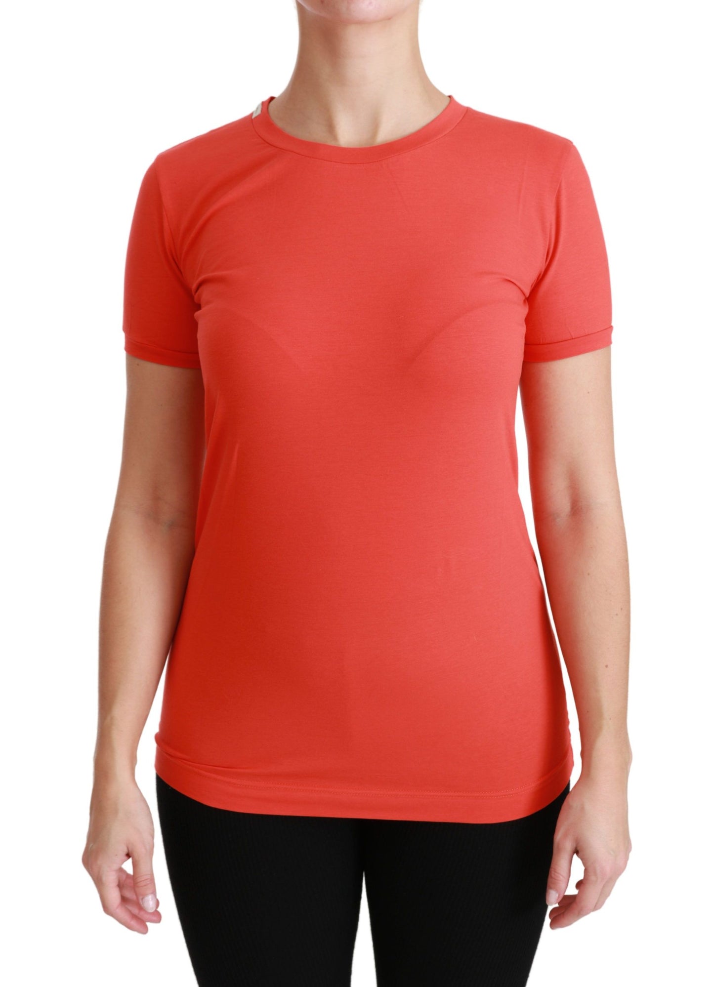 Elegant rood T-shirt met korte mouwen en ronde hals