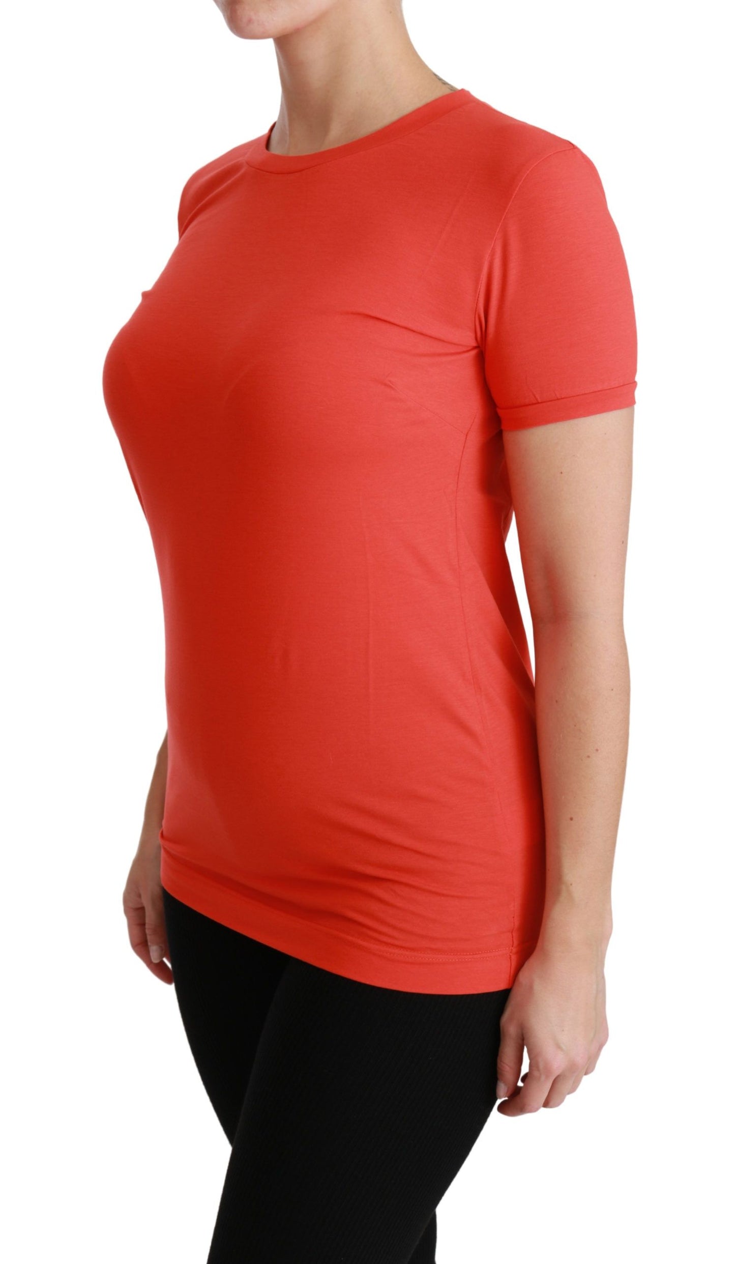 Elegant rood T-shirt met korte mouwen en ronde hals