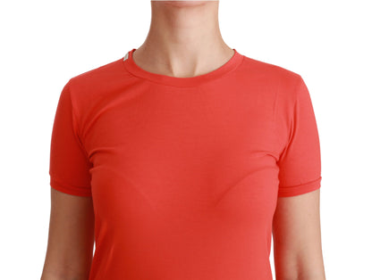 Elegant rood T-shirt met korte mouwen en ronde hals