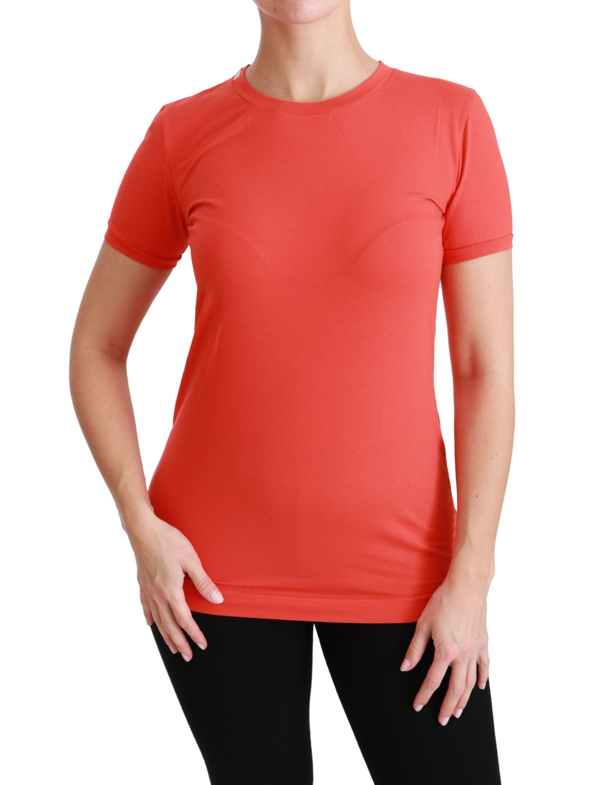 Elegant rood T-shirt met korte mouwen en ronde hals