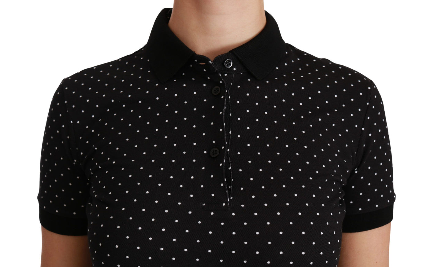 Elegant zwart gestippeld poloshirt