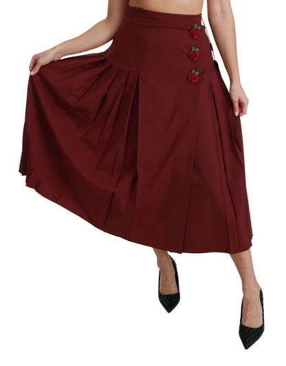 Elegante rode rok van scheerwol met hoge taille