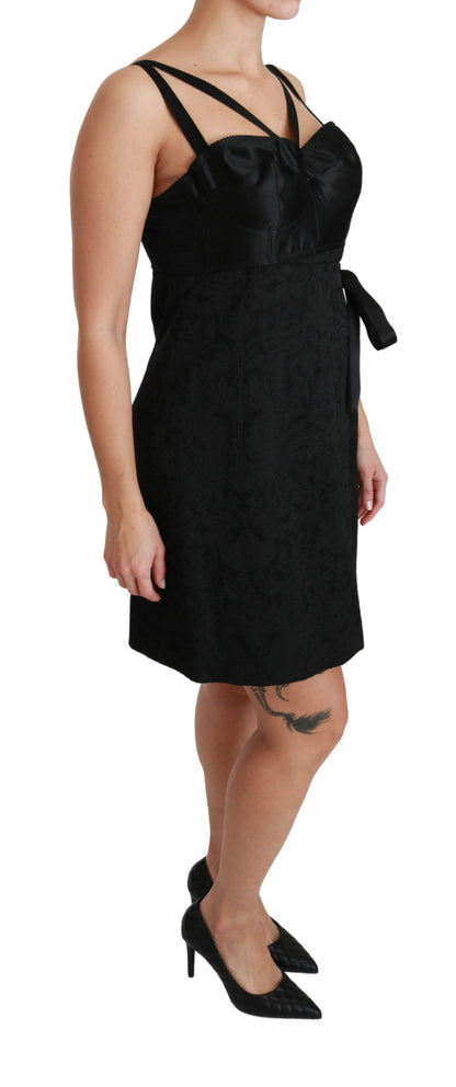 Elegante vestido tubo de jacquard negro